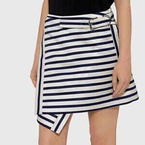 Carven Flic Flac Stripe Buckled Mini Skirt